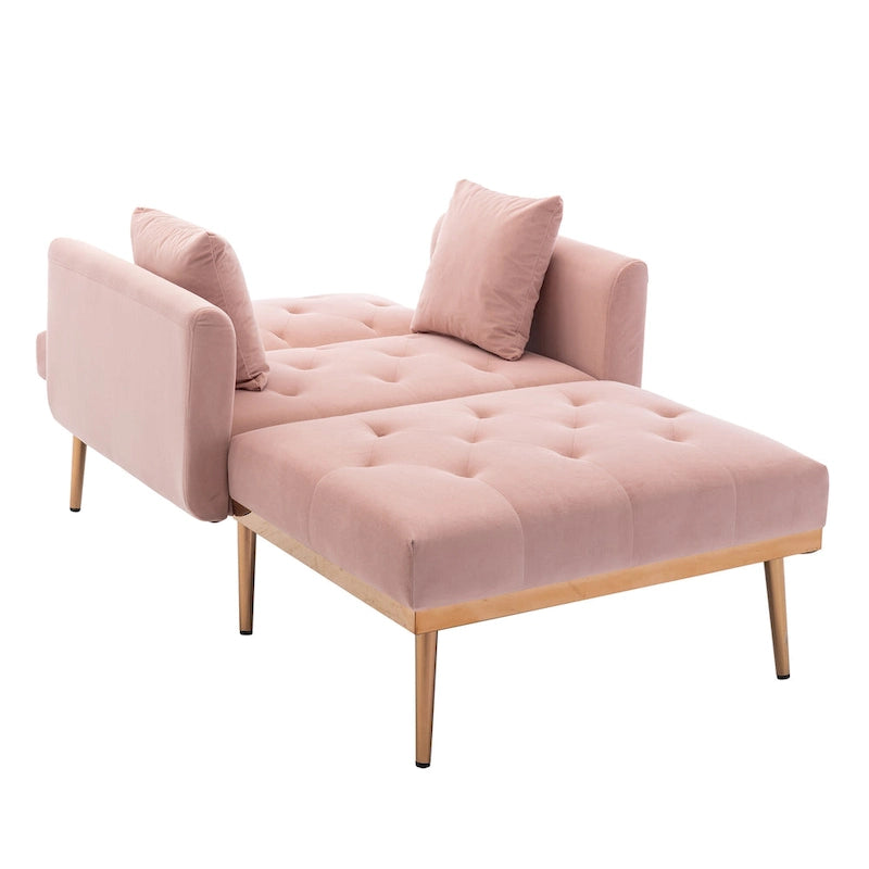 Rosa Polster-Chaiselongue 62.2 mit Eisenbeinen