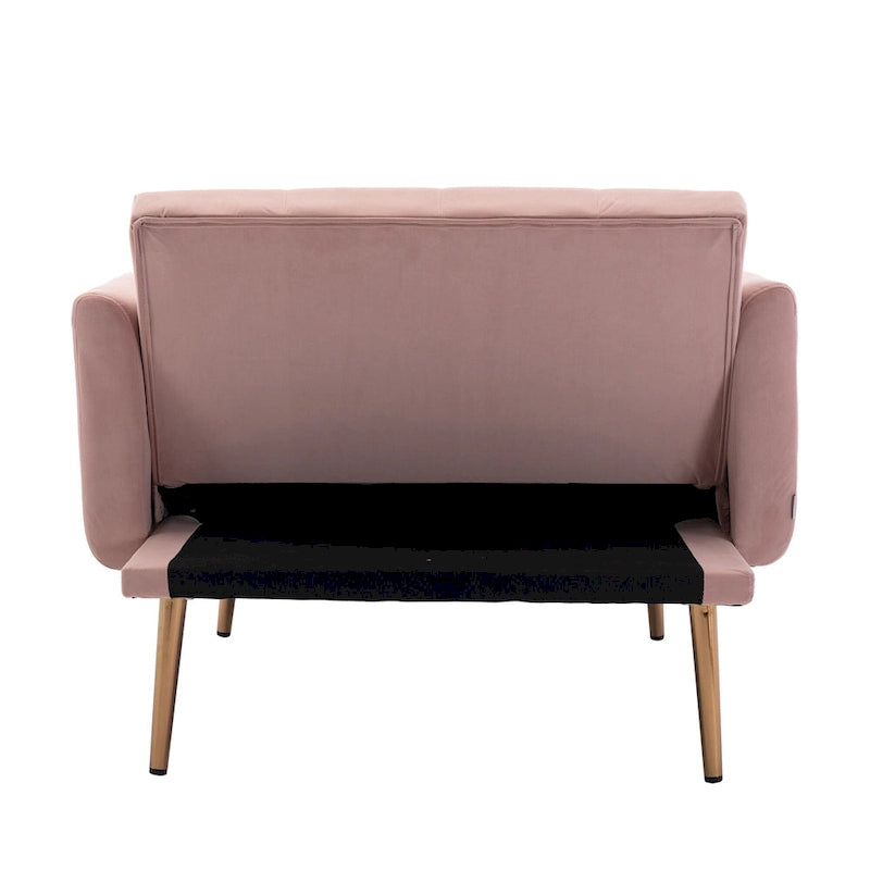 Rosa Polster-Chaiselongue 62.2 mit Eisenbeinen