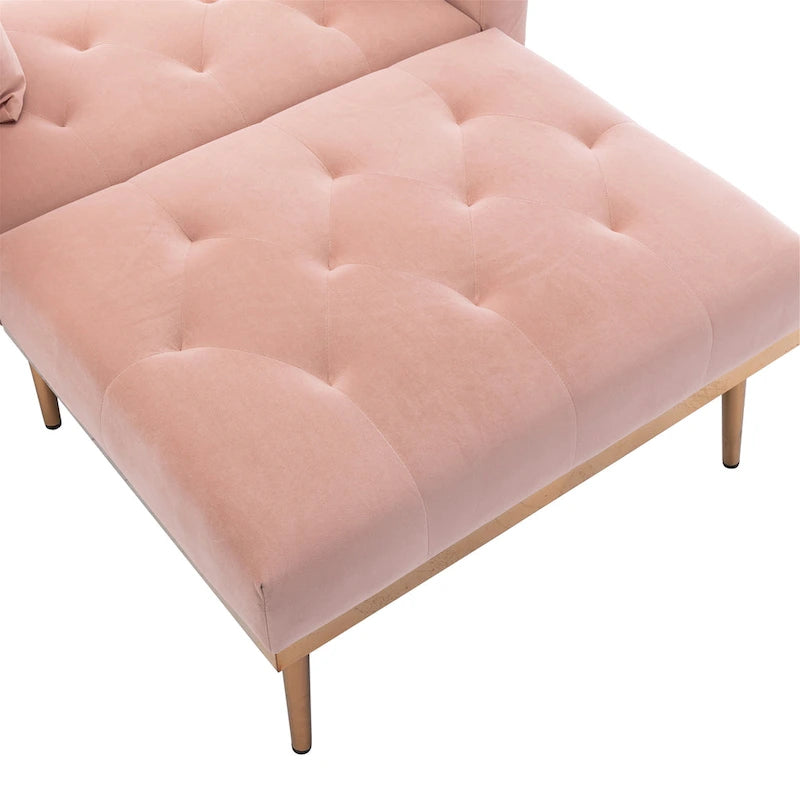 Rosa Polster-Chaiselongue 62.2 mit Eisenbeinen