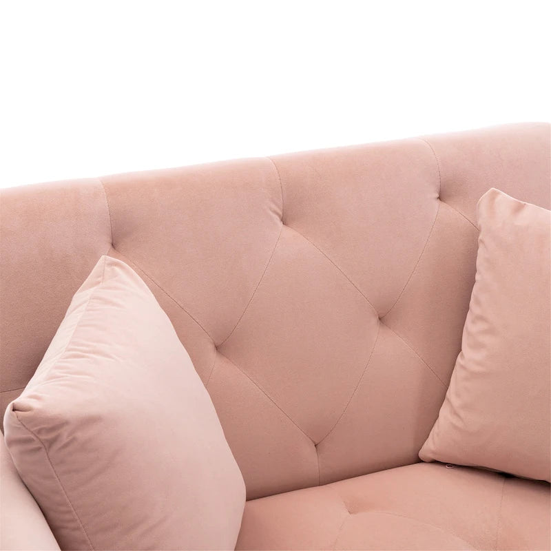 Rosa Polster-Chaiselongue 62.2 mit Eisenbeinen