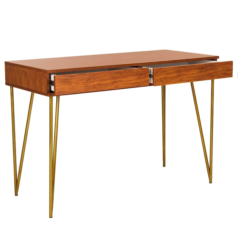 Schreibtisch „Natural“ mit 2 Schubladen und Haarnadelbeinen