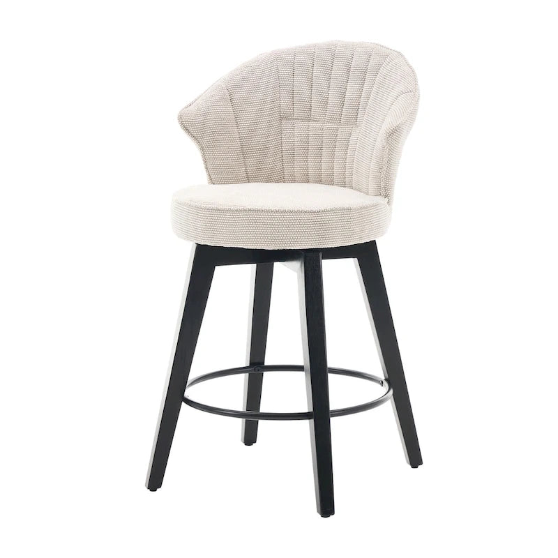 Wing Back Drehbarer Barhocker 2er-Set – 25 verstellbare Hocker in Thekenhöhe mit Holzbeinen & Chenille-Polsterung, Nivellierfüße