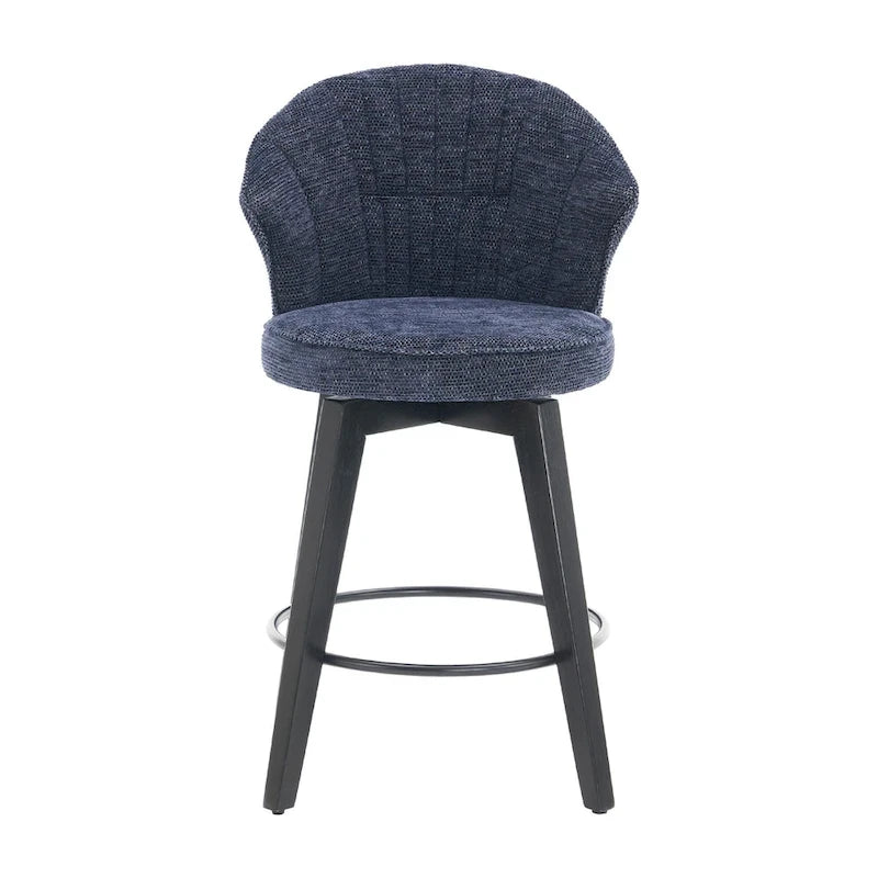 Wing Back Drehbarer Barhocker 2er-Set – 25 verstellbare Hocker in Thekenhöhe mit Holzbeinen & Chenille-Polsterung, Nivellierfüße