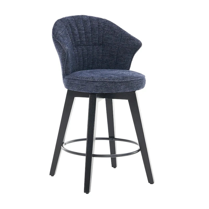 Wing Back Drehbarer Barhocker 2er-Set – 25 verstellbare Hocker in Thekenhöhe mit Holzbeinen & Chenille-Polsterung, Nivellierfüße
