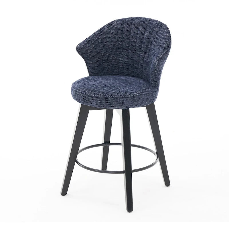 Wing Back Drehbarer Barhocker 2er-Set – 25 verstellbare Hocker in Thekenhöhe mit Holzbeinen & Chenille-Polsterung, Nivellierfüße