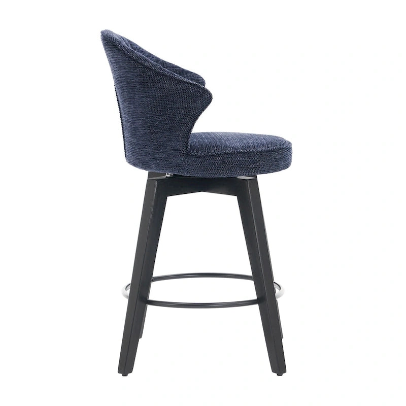 Wing Back Drehbarer Barhocker 2er-Set – 25 verstellbare Hocker in Thekenhöhe mit Holzbeinen & Chenille-Polsterung, Nivellierfüße