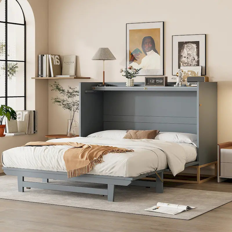 Queen Murphy Bett mit Schrankdesign, multifunktional, 400 Pfund Tragkraft
