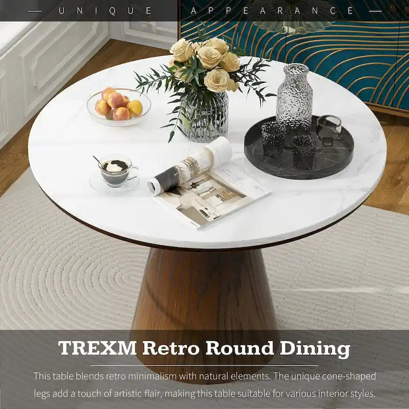 Runder Retro-Esstisch, minimalistisch und elegant