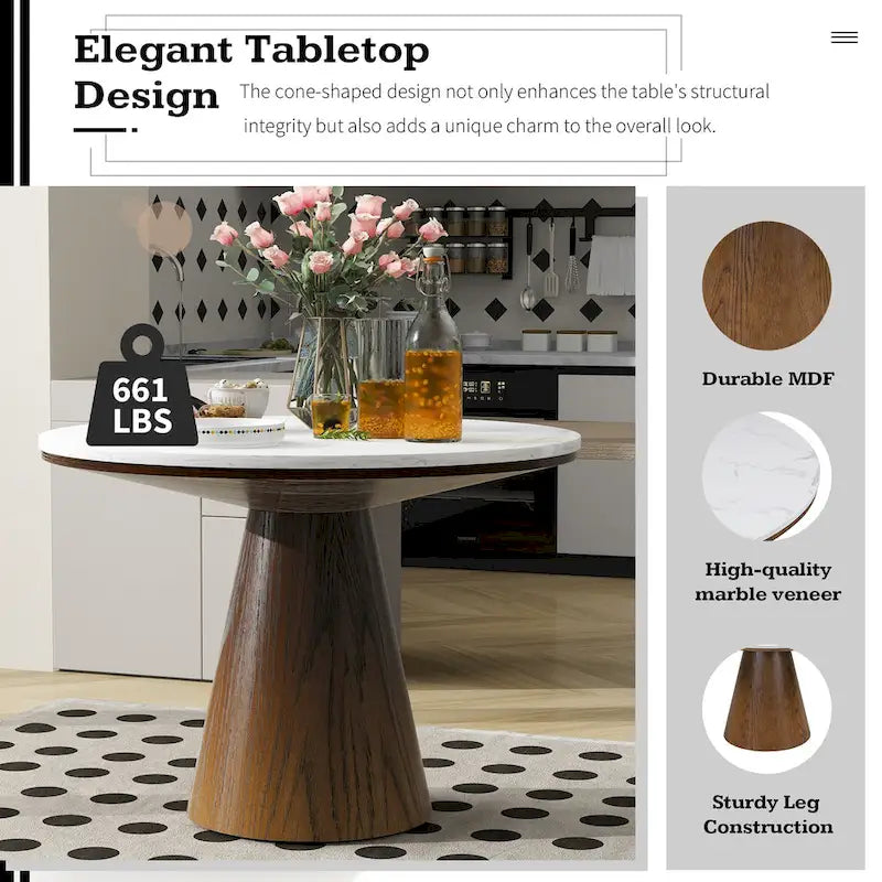 Runder Retro-Esstisch, minimalistisch und elegant