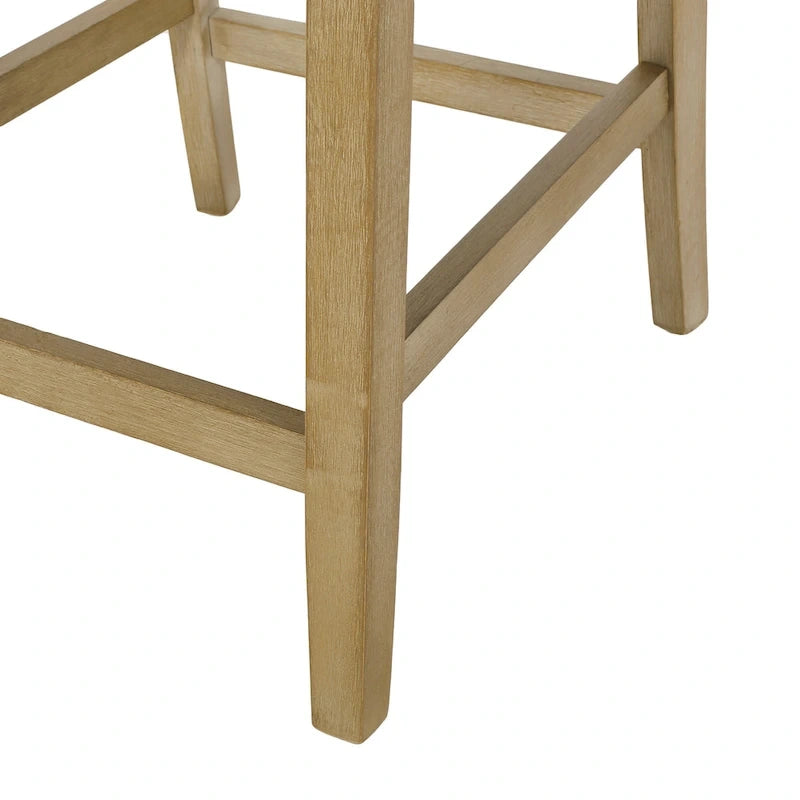 Tresenhochstühle aus Stoff und Gummibaumholz, 26 Zoll, 2er-Set