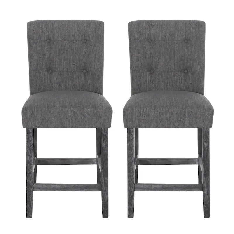 Tresenhochstühle aus Stoff und Gummibaumholz, 26 Zoll, 2er-Set