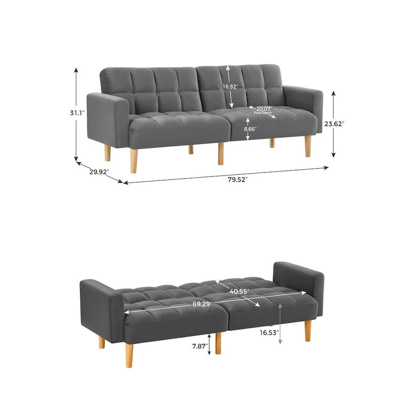 79.52W Modernes, umwandelbares Samtsofa für Gäste- und Wohnzimmer
