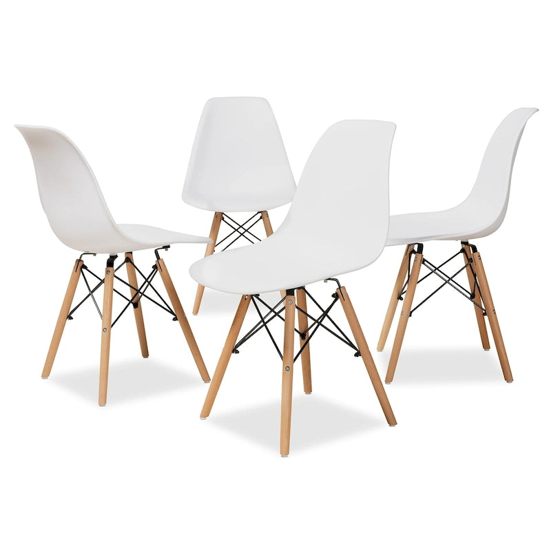 Set aus modernen Esszimmerstühlen (4-teilig) aus Kunststoff und Holz