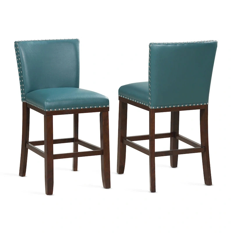 Barhocker aus Holz und Kunstleder, 2er-Set