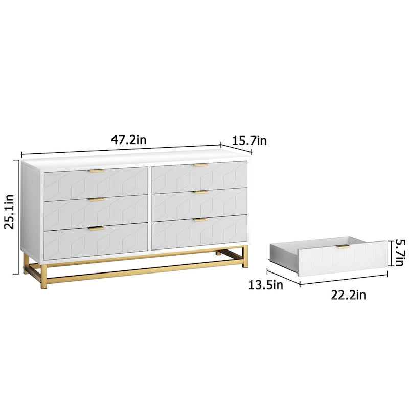 Kommode mit 6 Schubladen und Metallbeinen