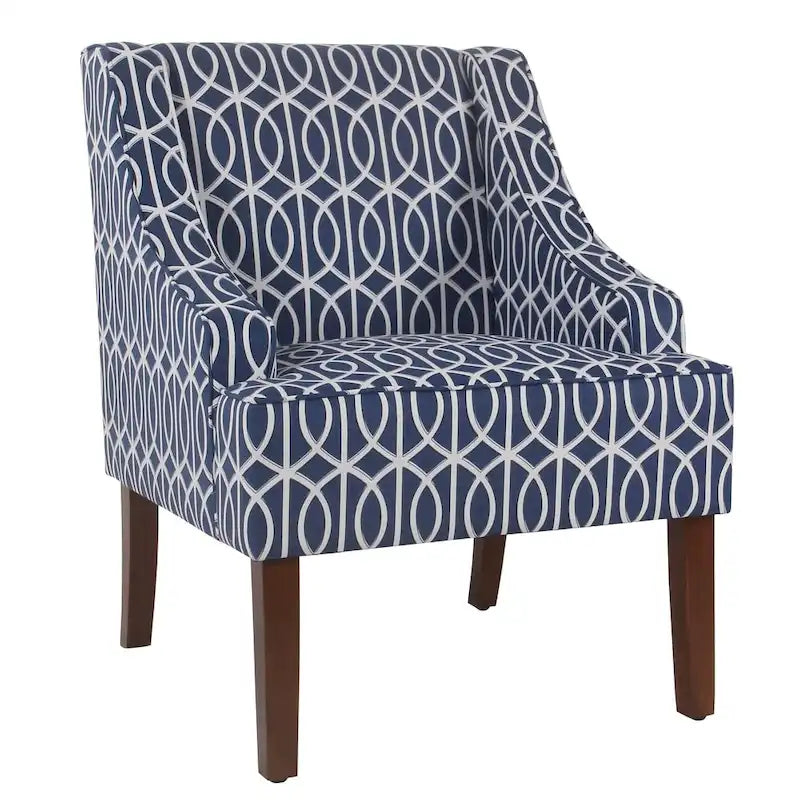 Blauer Trellis Swoop Akzentsessel