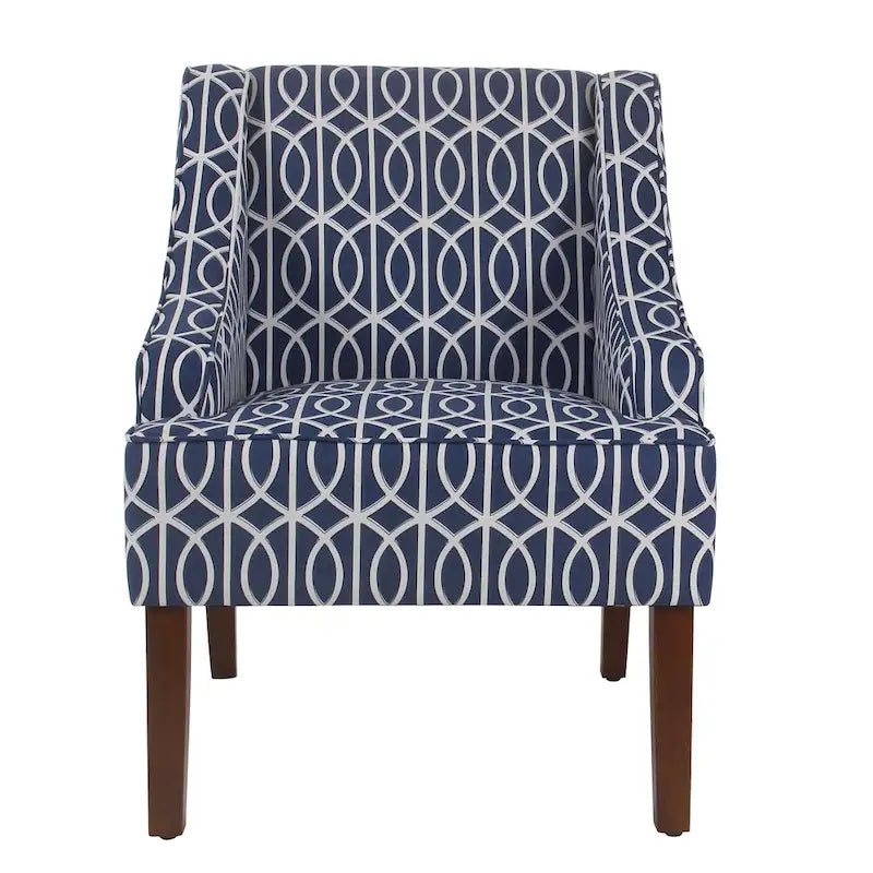 Blauer Trellis Swoop Akzentsessel