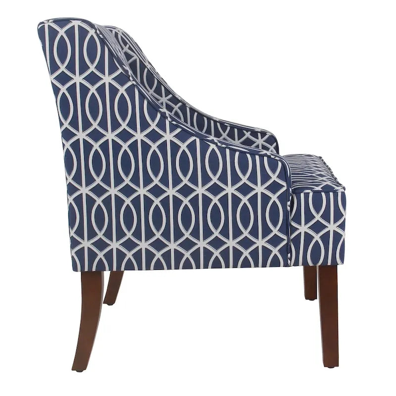 Blauer Trellis Swoop Akzentsessel