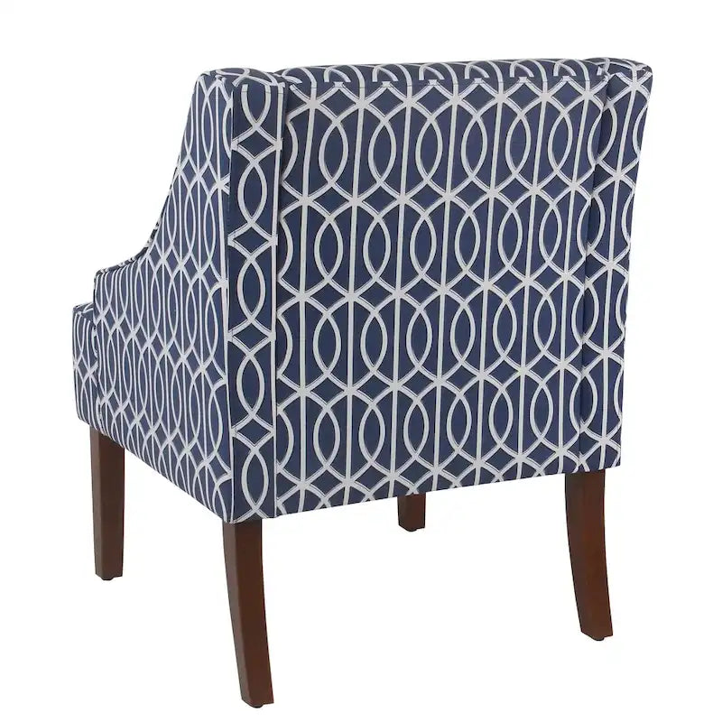 Blauer Trellis Swoop Akzentsessel