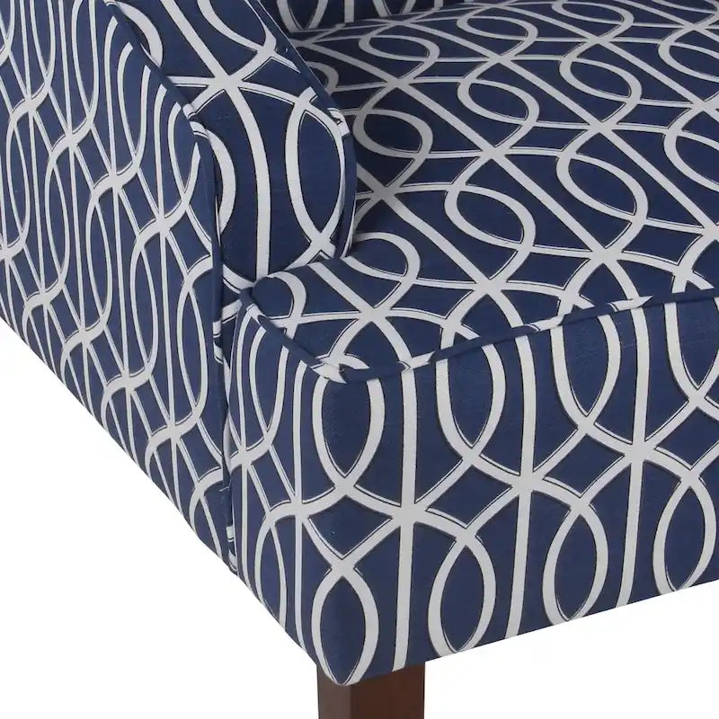 Blauer Trellis Swoop Akzentsessel