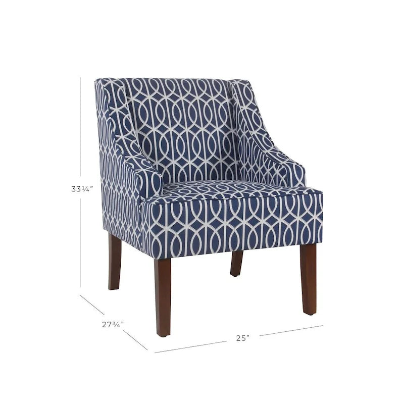 Blauer Trellis Swoop Akzentsessel