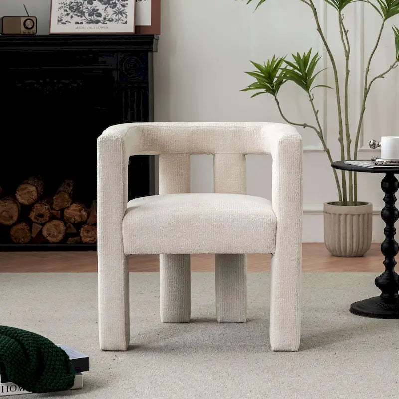 Set aus 1 schick designten, tonnenförmigen Akzent-Sessel mit Stoffbezug