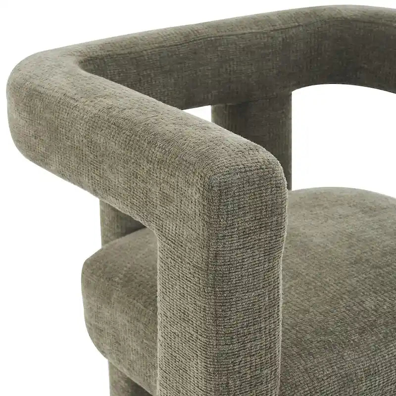 Set aus 1 schick designten, tonnenförmigen Akzent-Sessel mit Stoffbezug