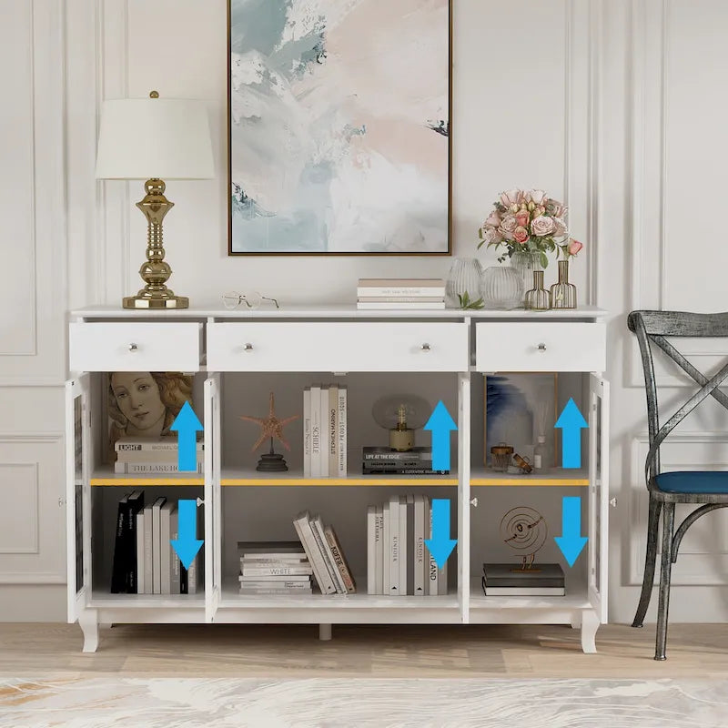 Modernes Bauernhaus-Akzentschrank aus Holz mit Glastüren, Sideboard, Buffet