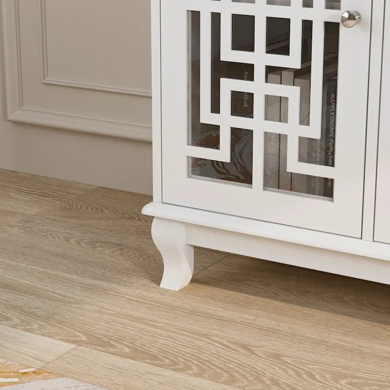 Modernes Bauernhaus-Akzentschrank aus Holz mit Glastüren, Sideboard, Buffet