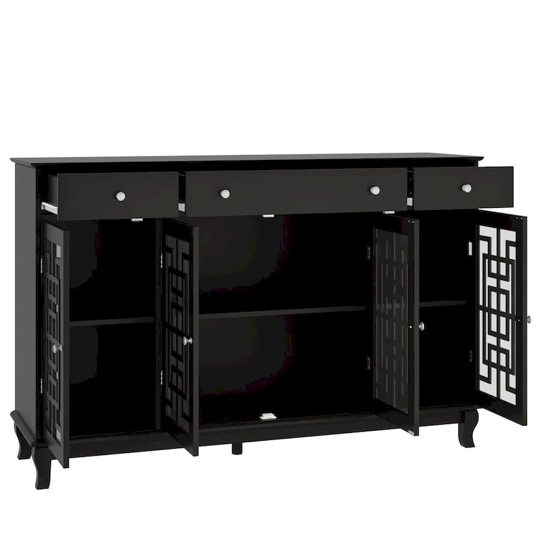 Modernes Bauernhaus-Akzentschrank aus Holz mit Glastüren, Sideboard, Buffet
