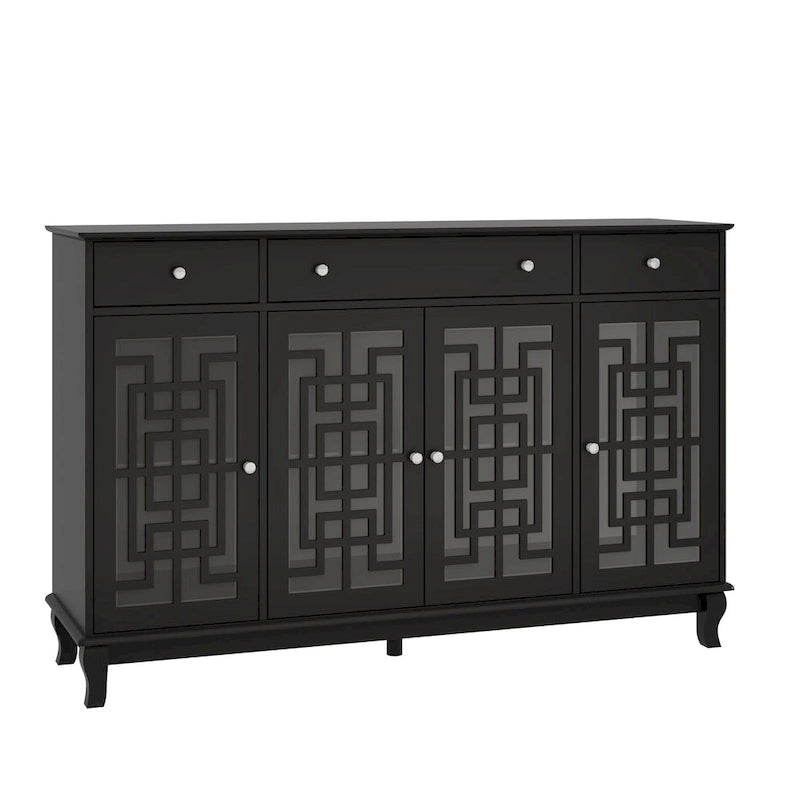 Modernes Bauernhaus-Akzentschrank aus Holz mit Glastüren, Sideboard, Buffet