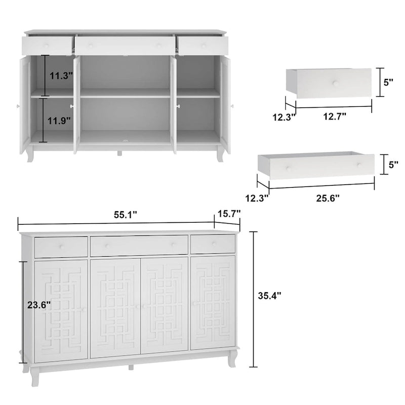 Modernes Bauernhaus-Akzentschrank aus Holz mit Glastüren, Sideboard, Buffet