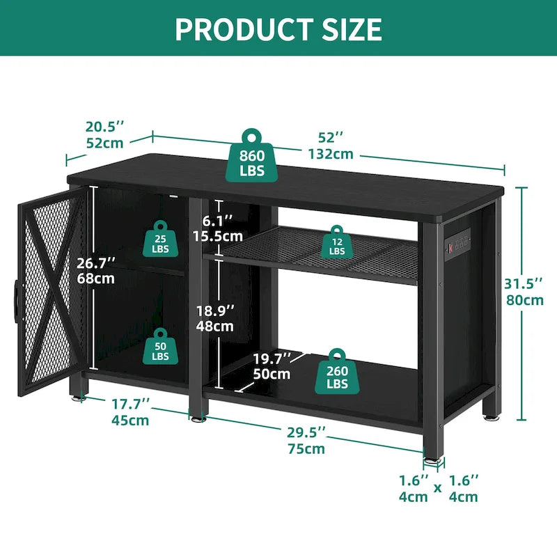 55-75 Gallon Aquarium Unterschrank mit Steckdosen und Stauschrank