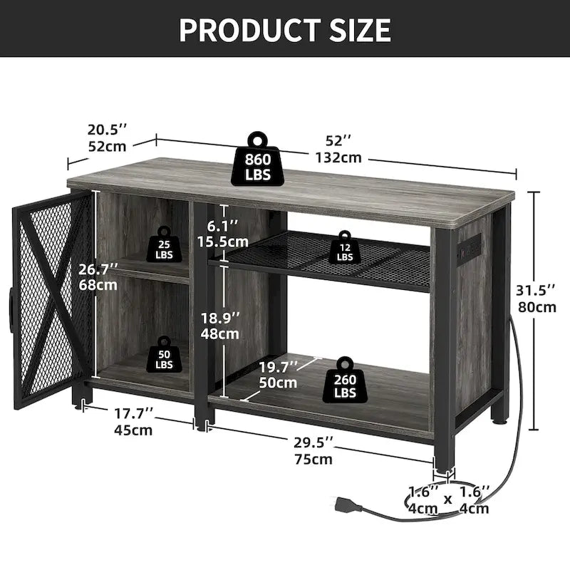 55-75 Gallon Aquarium Unterschrank mit Steckdosen und Stauschrank