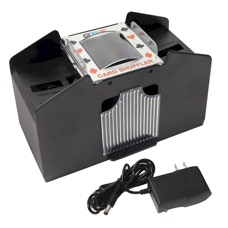 Automatischer 4-Deck Kartenmischer für Casinos, AC/DC & batteriebetrieben - Schwarz