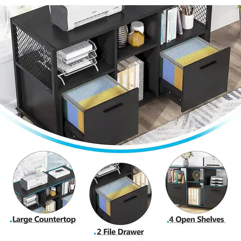 Große, seitliche Aktenschränke, rollbarer Aktenschrank für das Home Office