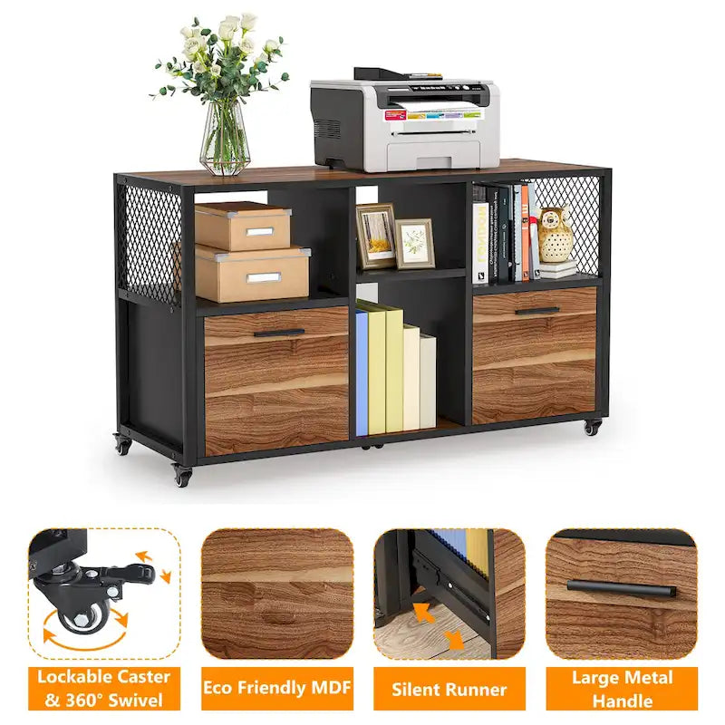 Große, seitliche Aktenschränke, rollbarer Aktenschrank für das Home Office