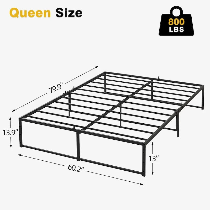 Bettgestell, kein Boxspringbett erforderlich, mit 14 Zoll Stauraum, belastbar bis 800 Lbs