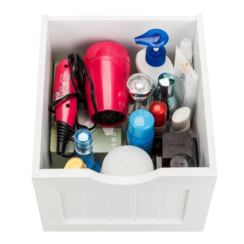 Badezimmerschrank mit Einzeltür und 4 Schubladen, Weiß