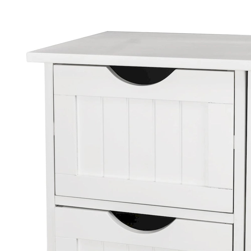 Badezimmerschrank mit Einzeltür und 4 Schubladen, Weiß