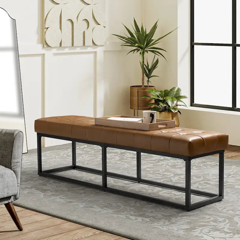 Klassische Sitzbank aus echtem Leder für das Schlafzimmer