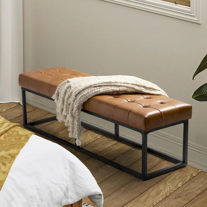 Klassische Sitzbank aus echtem Leder für das Schlafzimmer