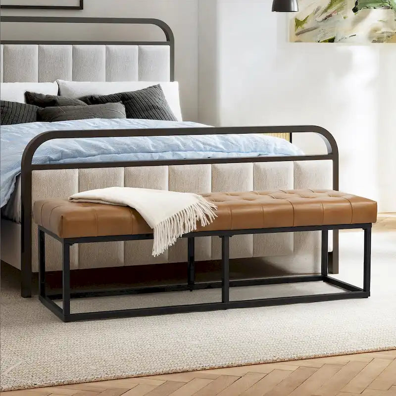 Klassische Sitzbank aus echtem Leder für das Schlafzimmer