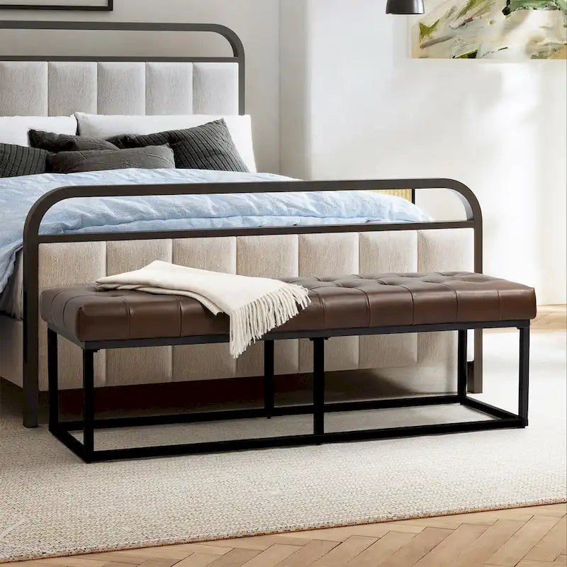 Klassische Sitzbank aus echtem Leder für das Schlafzimmer