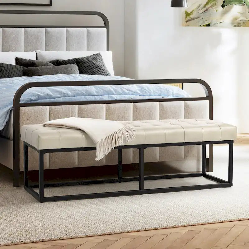 Klassische Sitzbank aus echtem Leder für das Schlafzimmer