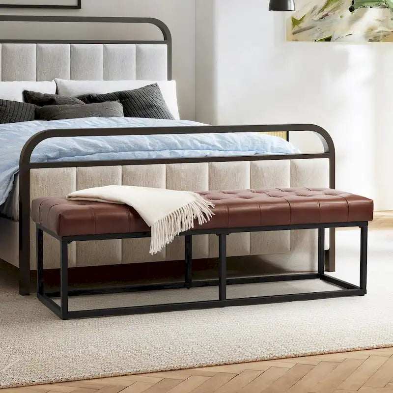 Klassische Sitzbank aus echtem Leder für das Schlafzimmer