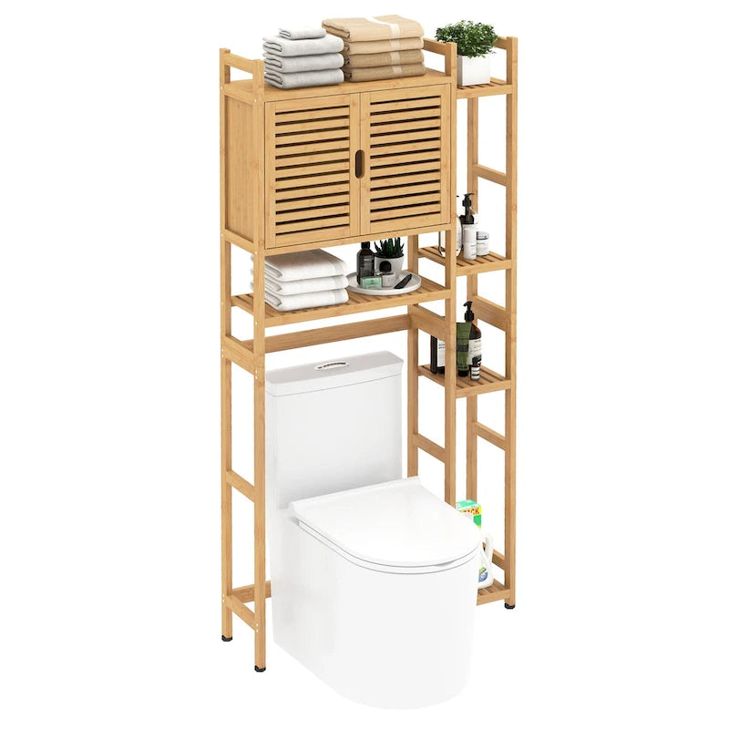 Bambus Toilettenschrank mit Regal für Badezimmeraufbewahrung