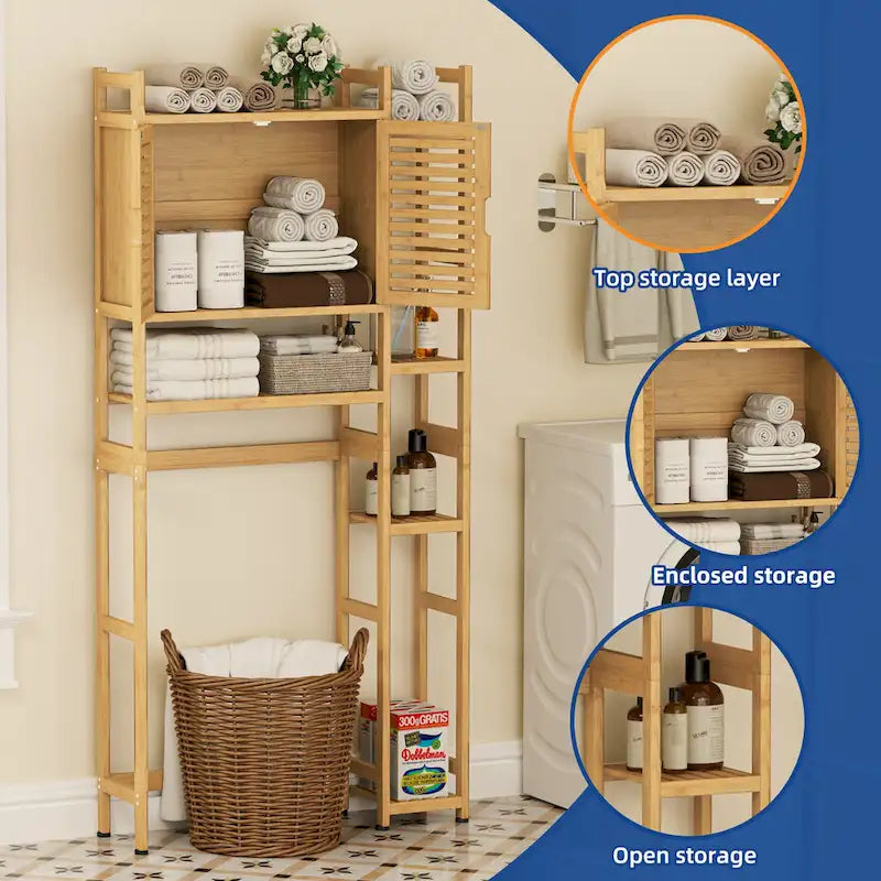 Bambus Toilettenschrank mit Regal für Badezimmeraufbewahrung