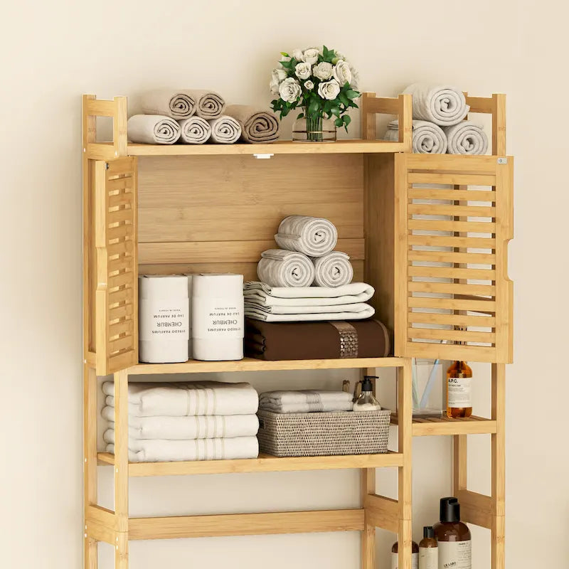 Bambus Toilettenschrank mit Regal für Badezimmeraufbewahrung