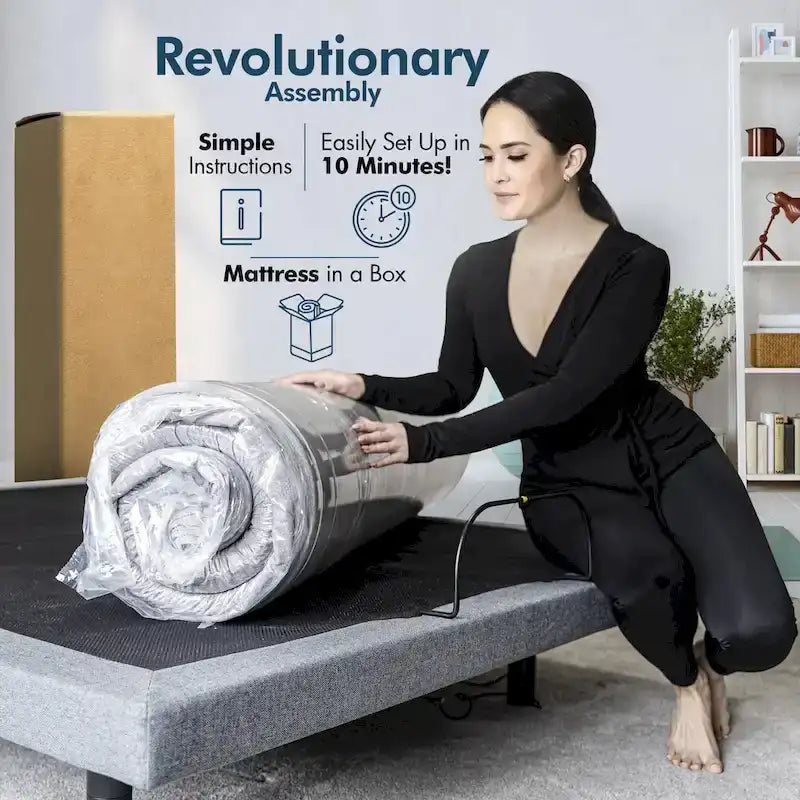 Verstellbares Bett mit 14-Zoll-Matratze, Anti-Schnarch-Voreinstellung, Dual-Massage, USB-Anschlüssen, App-Steuerung, Fernbedienung, Unterbettbeleuchtung